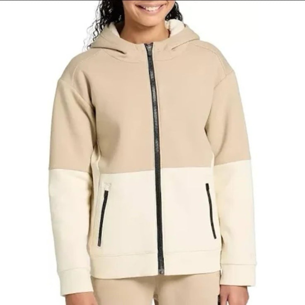 DSG Sport Fleece Sherpa Jacket Large (14/16) Khaki/Light Sand NWT